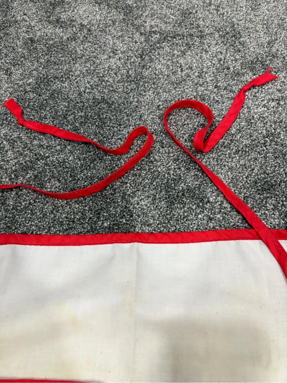 Vintage Christmas Raccoon Apron - Red Trim with graphic and pockets-tie waist